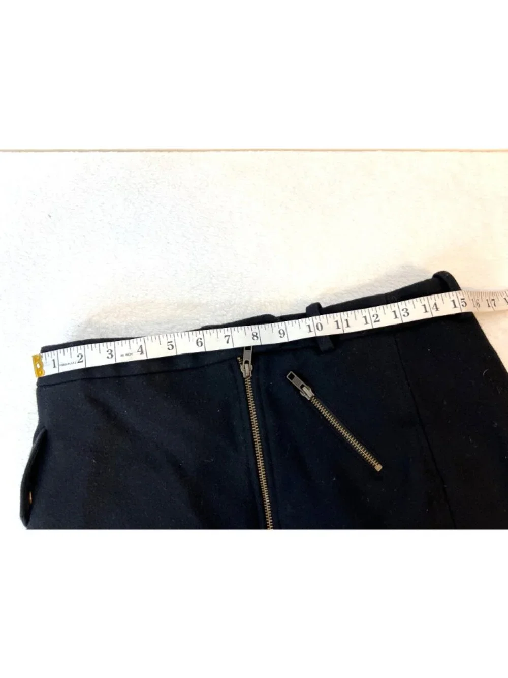 J. Crew Wool Mini Skirt Size 6 Moto Zip Front Fall Academia Dark Gray/Black